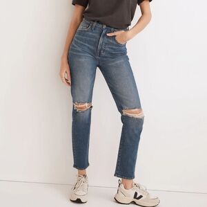 Madewell Perfect Vintage Crop Jean Gooding Wash Knee-Rip Edition 29T 29 Tall